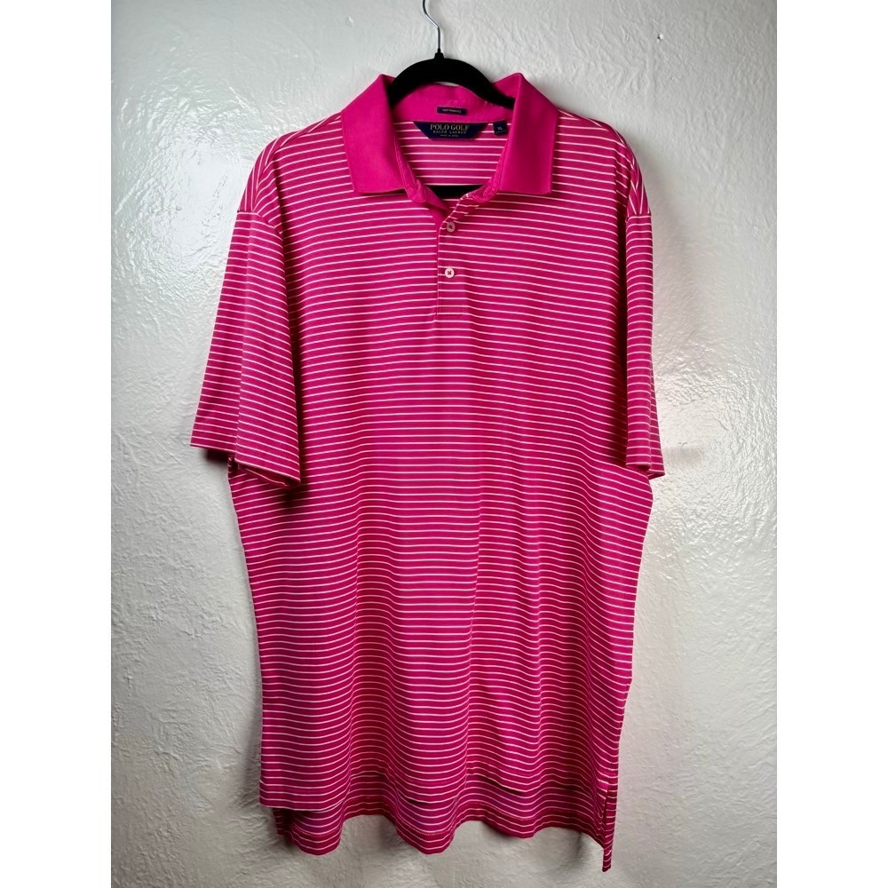 Polo Golf Ralph Lauren Mens XL Pink Striped Pima Cotton Country Club Athleisure